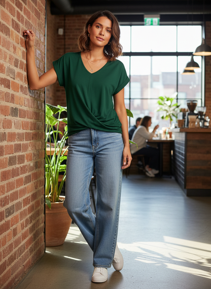 Women's V-Neck T-Shirt with Knot