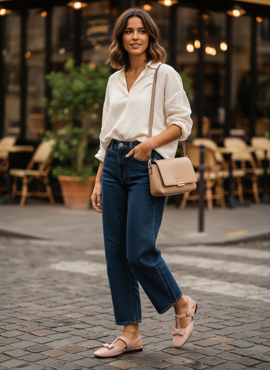 Women's Mary Jane Pumps with Bow and Square Toe