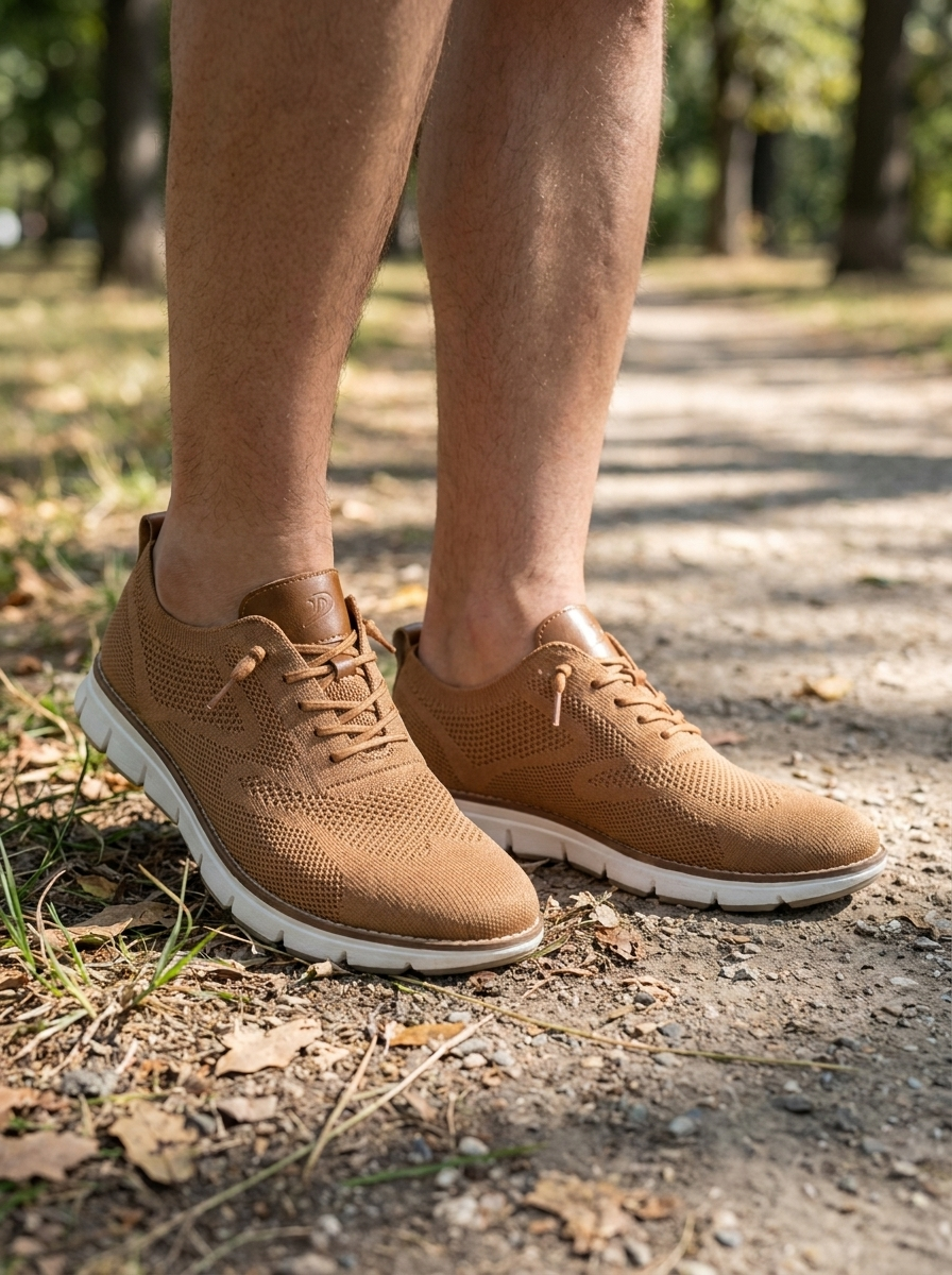 Men's Sneakers with Lacing and Knitted Look