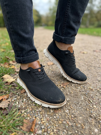 Men's Sneakers with Lacing and Knitted Look
