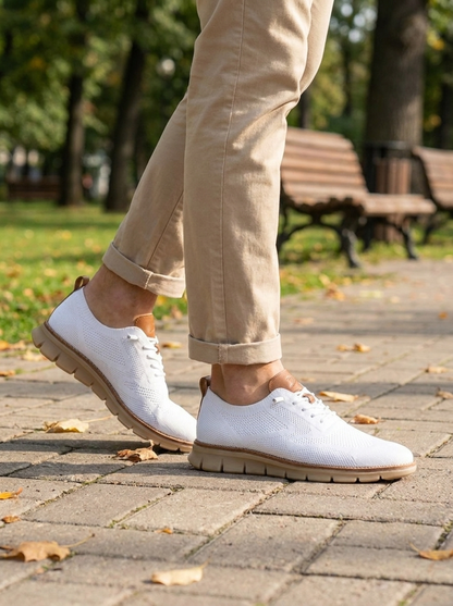 Men's Sneakers with Lacing and Knitted Look