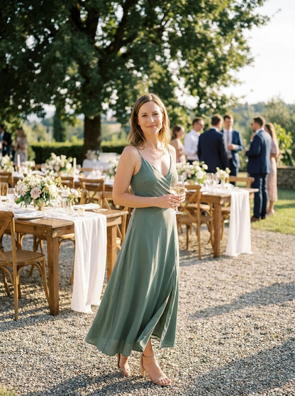 Women's Slip Maxi Dress | V-Neck
