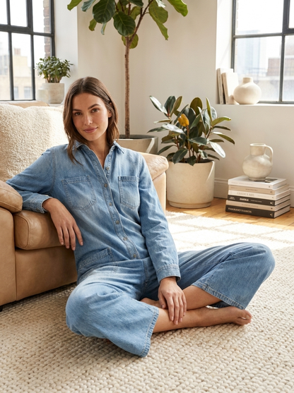 Women's Denim Jumpsuit | Collared
