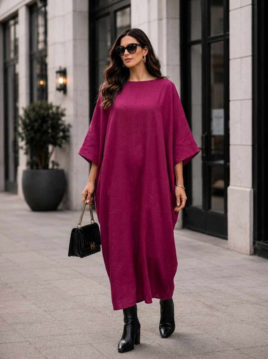 Women's Oversized Linen Maxi | Batwing