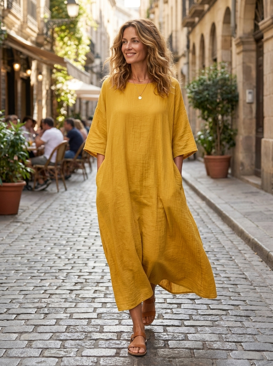 Women's Oversized Linen Maxi | Batwing