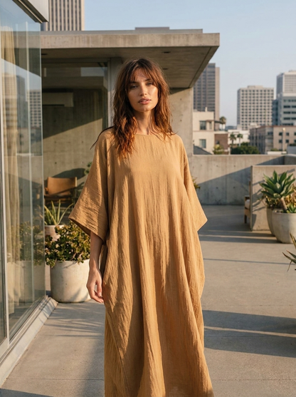 Women's Oversized Linen Maxi | Batwing