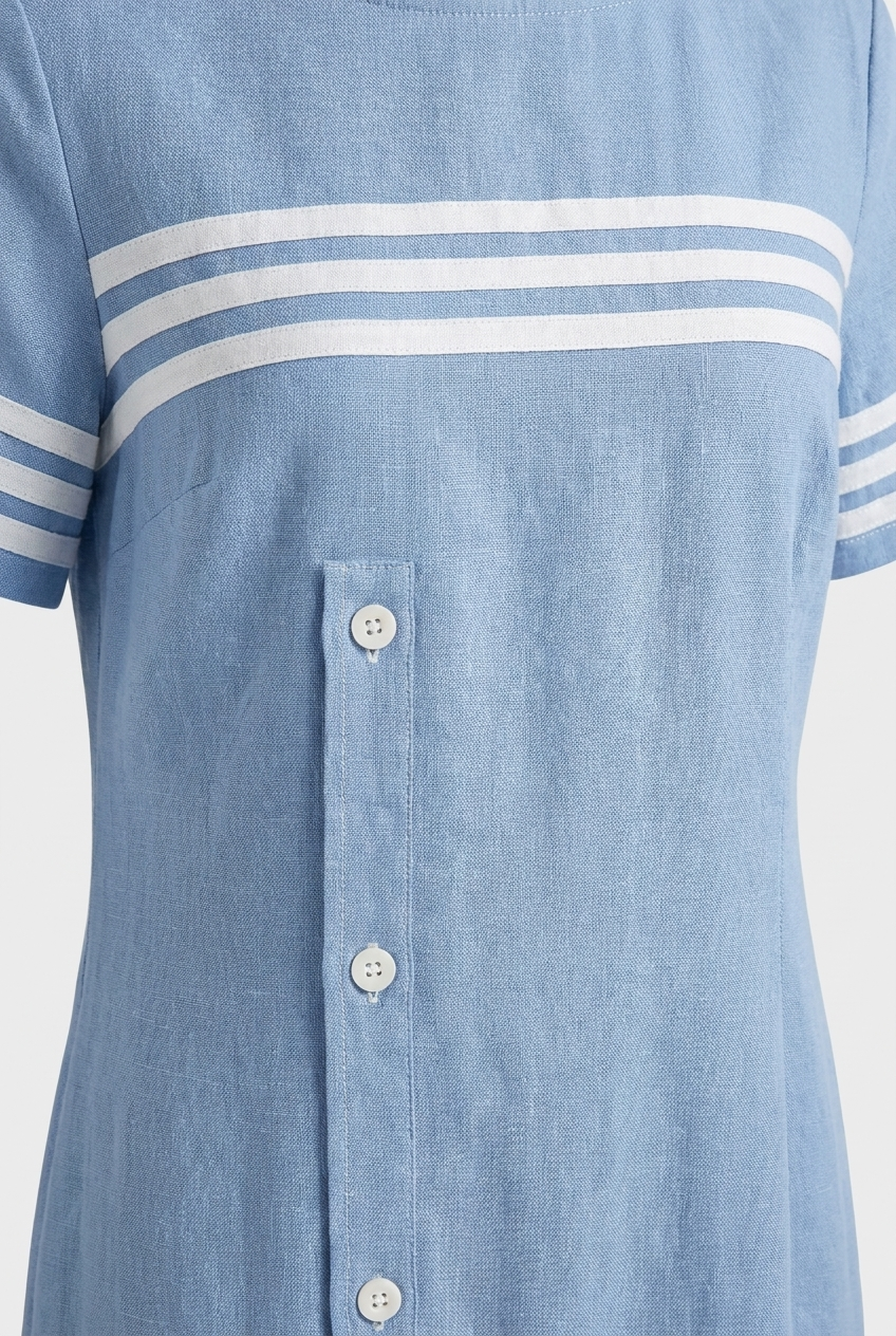 Women's Linen-Look Midi | Stripe Trim