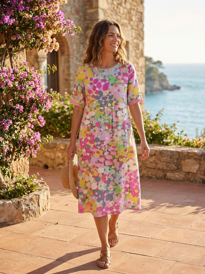 Women's Floral Midi Dress | Pockets