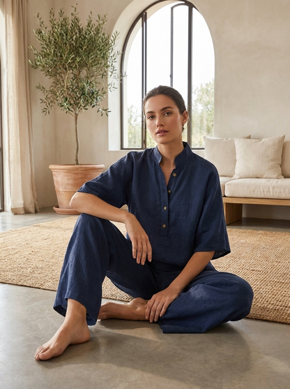 Women's Linen-Look Co-Ord | Wide-Leg