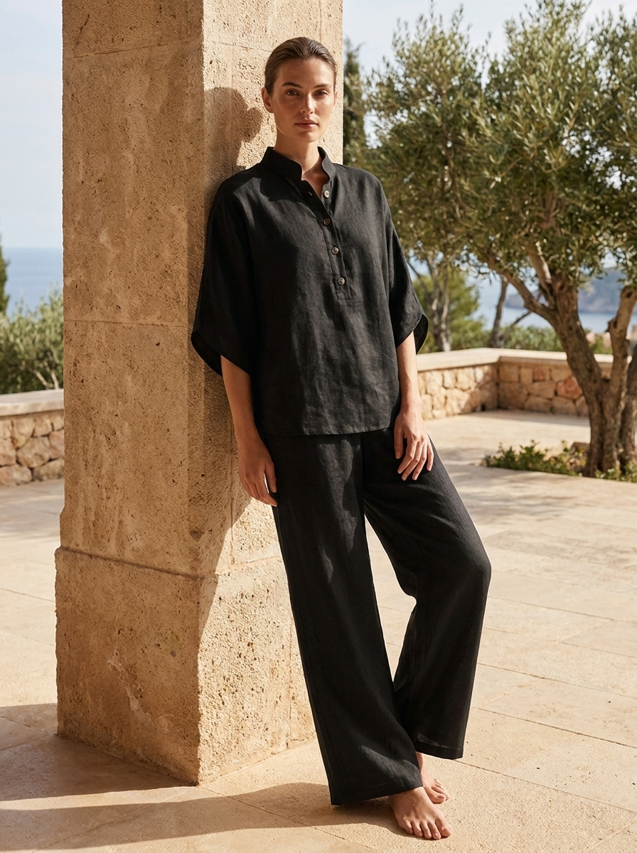 Women's Linen-Look Co-Ord | Wide-Leg