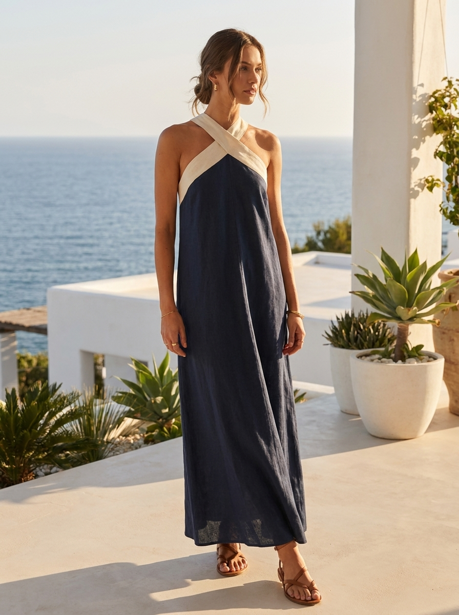 Women's Halter Maxi Dress | Sleeveless