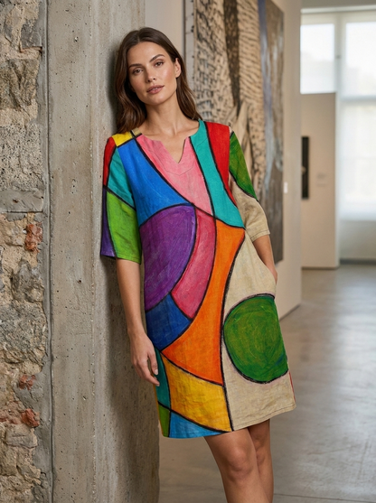 Women's Floral Shift Dress | Split V