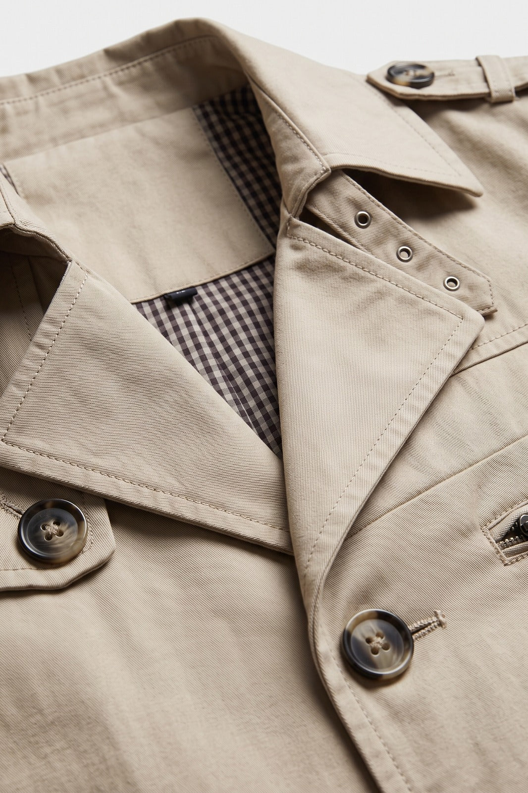 Men's Field Jacket | Double-Breasted — Beige — detail — on model