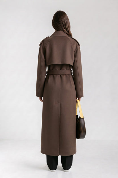 Women's Trench Coat | Belted — back view — on model
