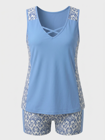 Women's Printed Tankini Swimsuit | V Neck