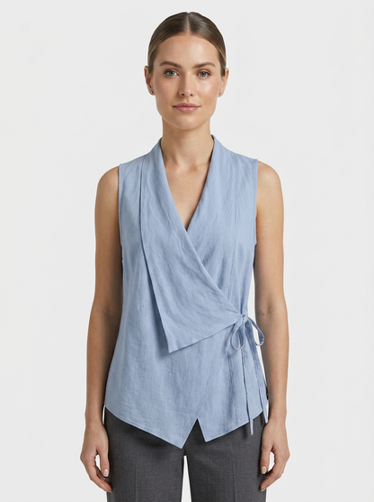 Women's Linen-Look Wrap Top | V-Neck