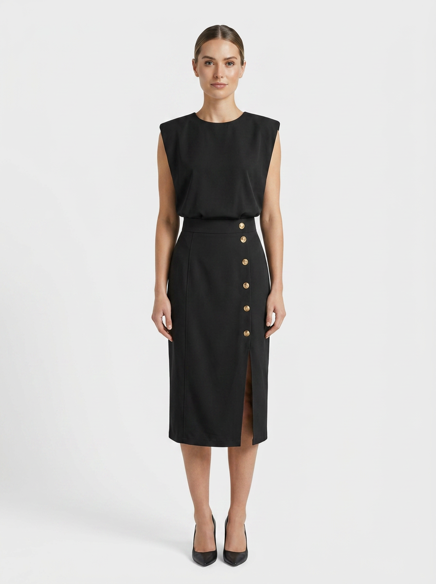 Women's Fitted Midi | Button Slit