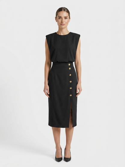 Women's Fitted Midi | Button Slit