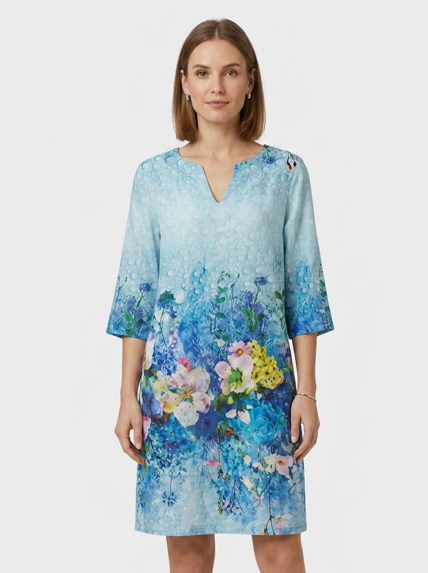 Women's Floral Shift Dress | Split V