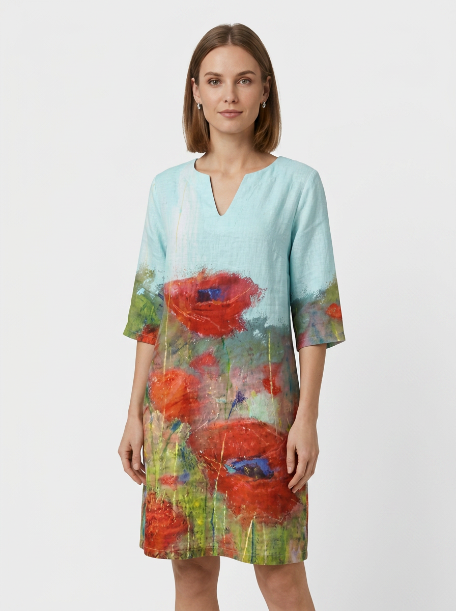 Women's Floral Shift Dress | Split V