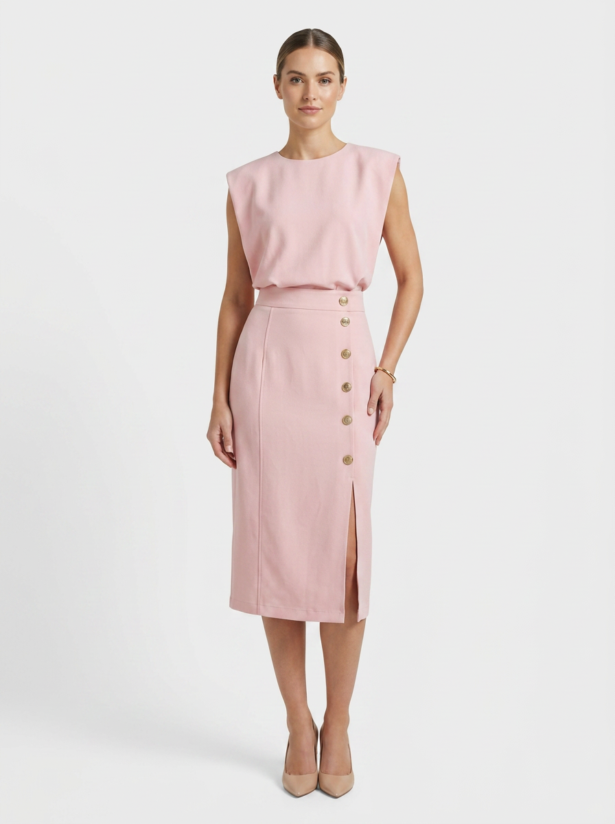 Women's Fitted Midi | Button Slit