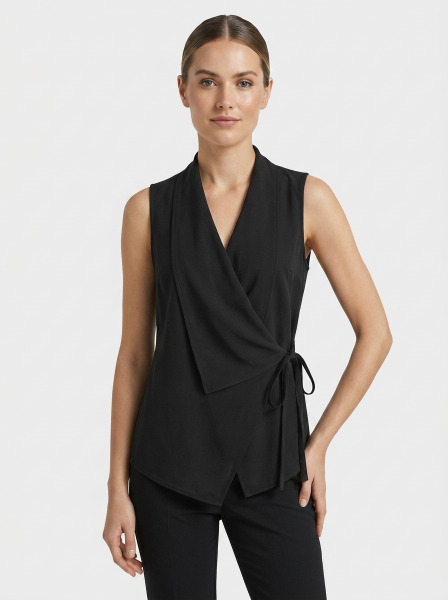 Women's Linen-Look Wrap Top | V-Neck