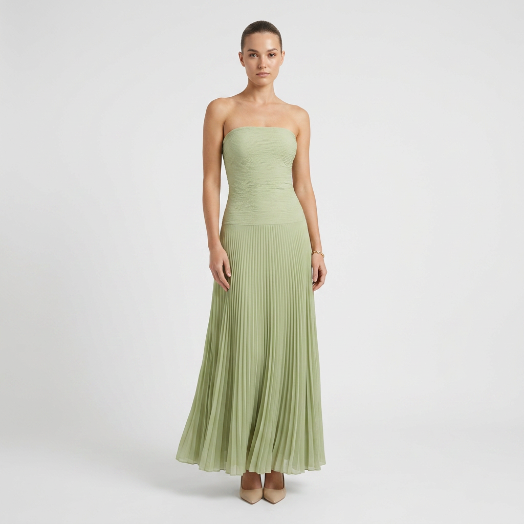 Women's Strapless Pleated Maxi | Gown