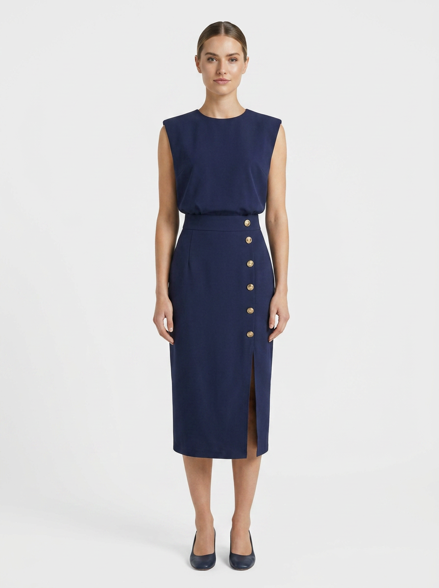 Women's Fitted Midi | Button Slit
