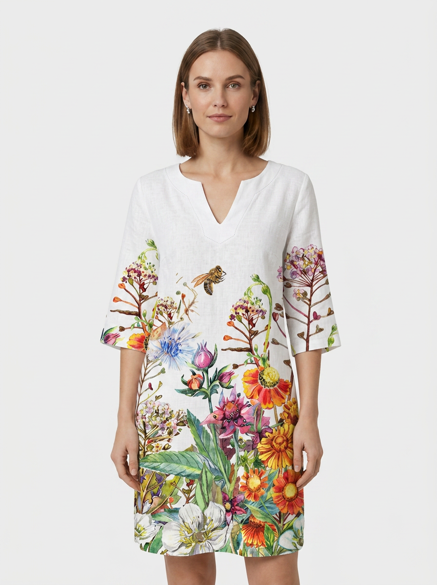 Women's Floral Shift Dress | Split V