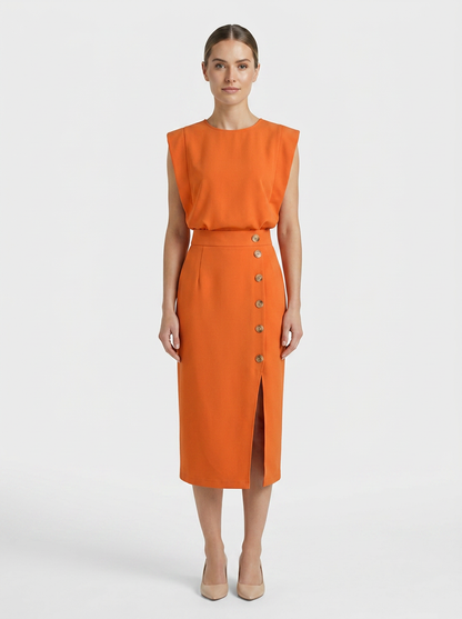 Women's Fitted Midi | Button Slit