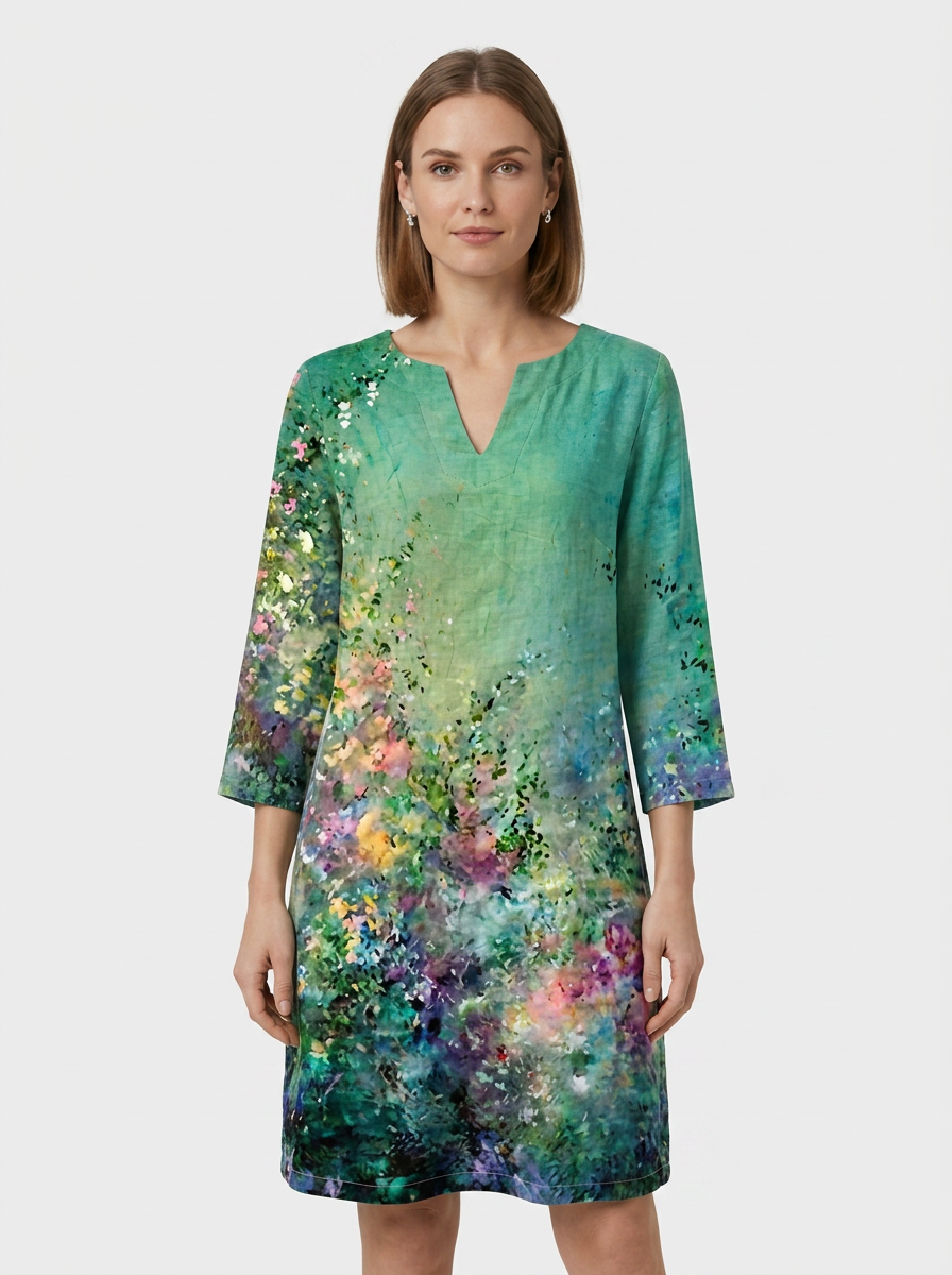 Women's Floral Shift Dress | Split V