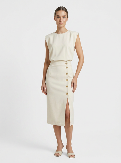 Women's Fitted Midi | Button Slit