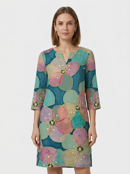 Women's Floral Shift Dress | Split V