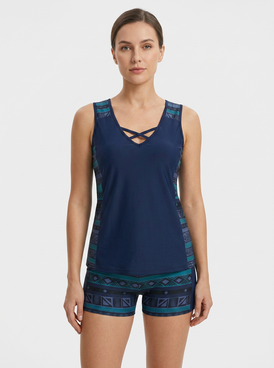 Women's Printed Tankini Swimsuit | V Neck