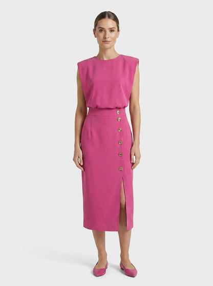 Women's Fitted Midi | Button Slit