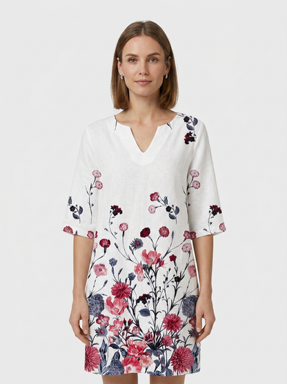 Women's Floral Shift Dress | Split V