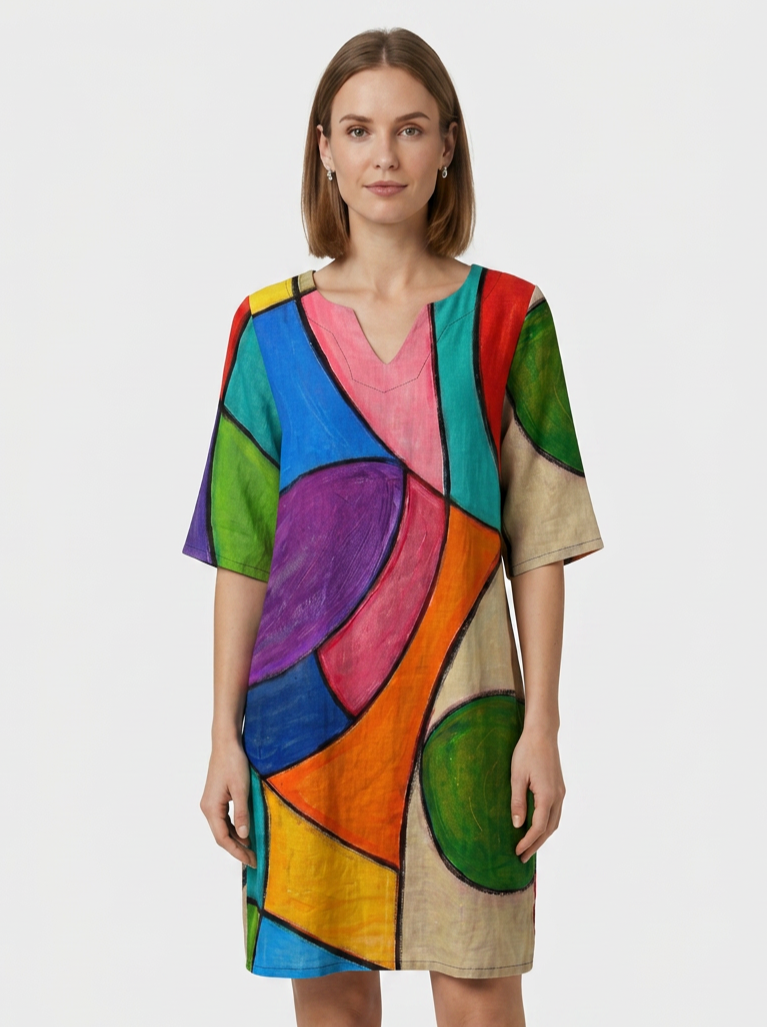 Women's Floral Shift Dress | Split V