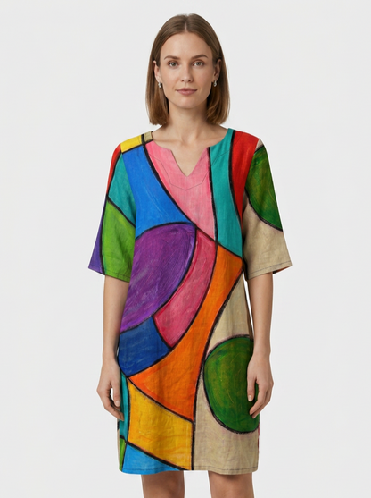 Women's Floral Shift Dress | Split V