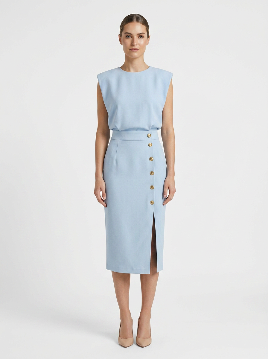 Women's Fitted Midi | Button Slit