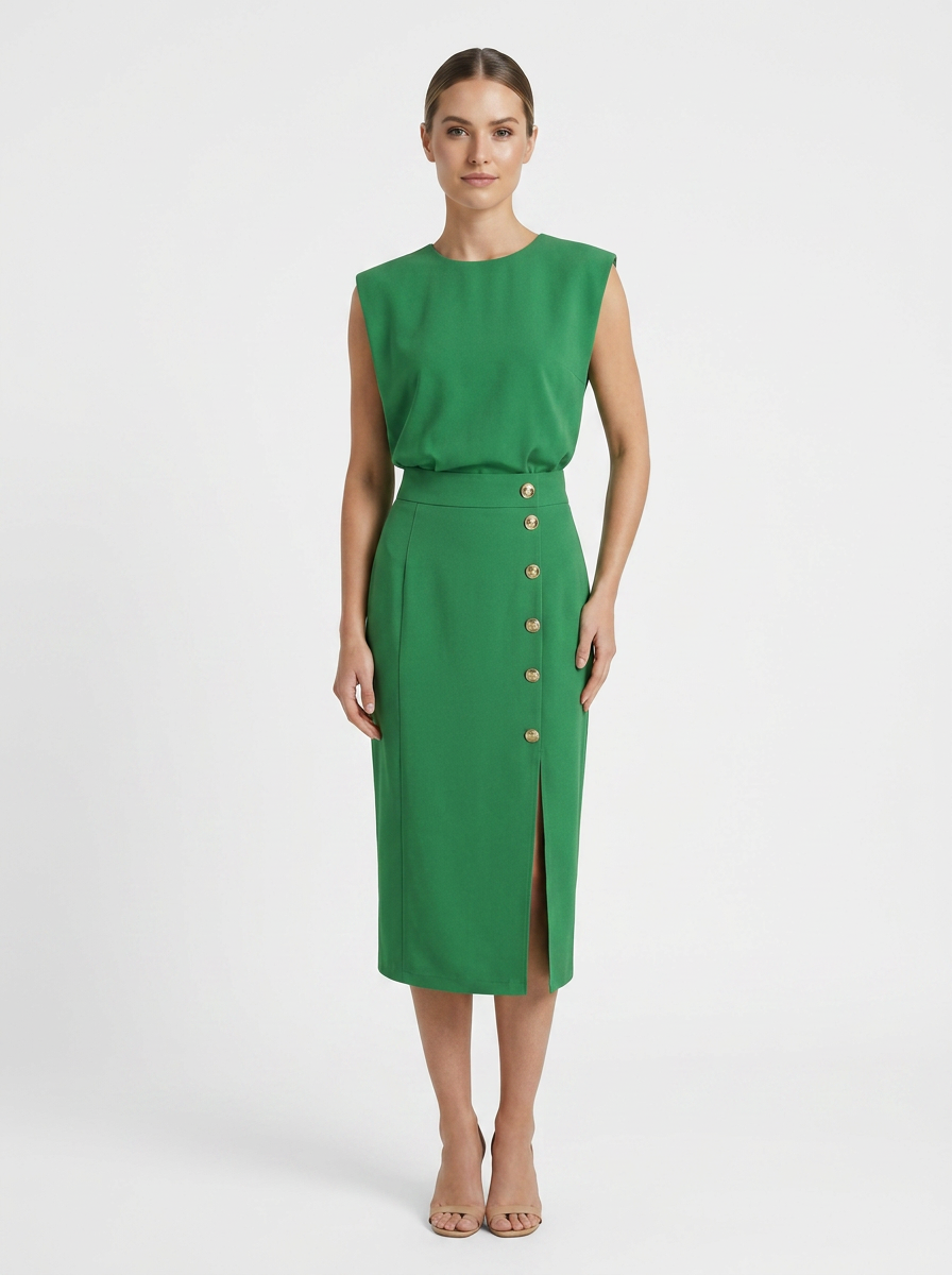Women's Fitted Midi | Button Slit