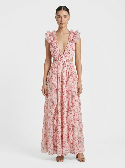 Women's Floral Maxi Dress | Cut-Out