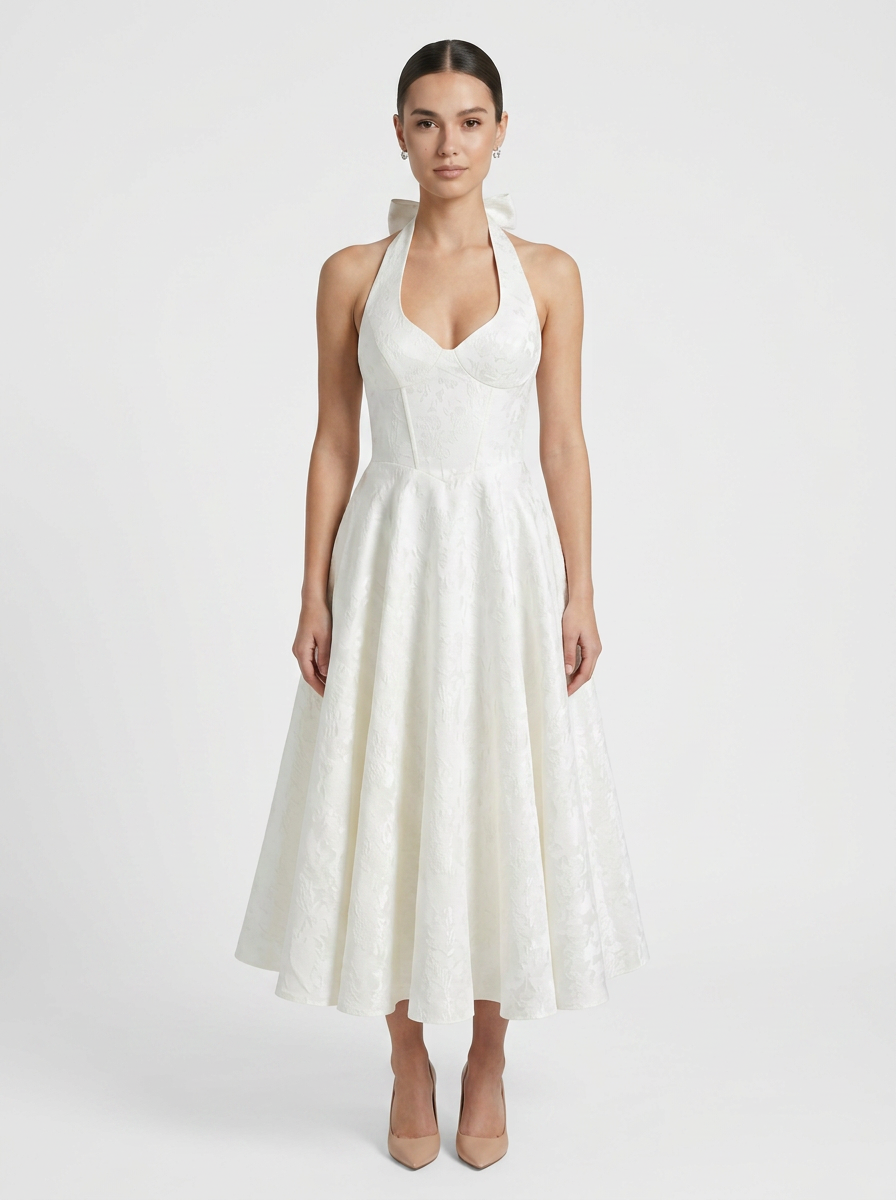 Women's Halter Midi Dress | Full Skirt