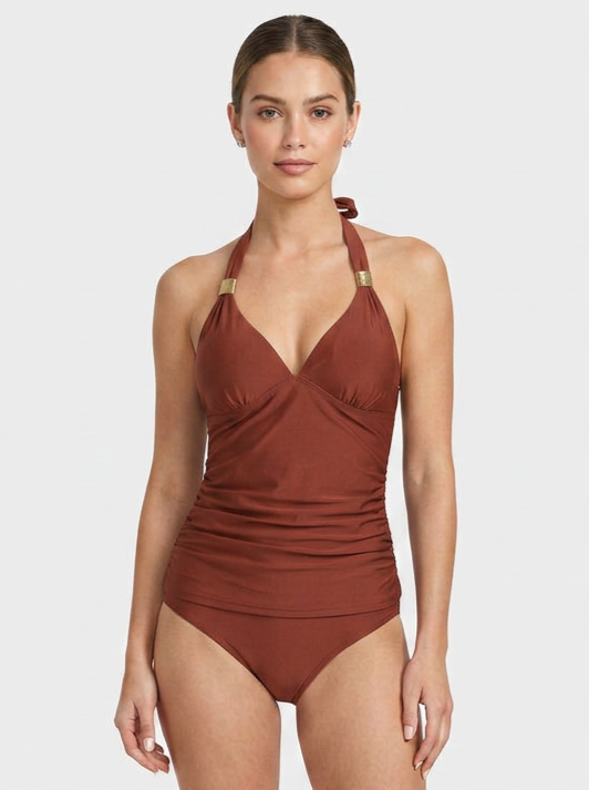 Women's Halter One-Piece Swimsuit | Ring Detail