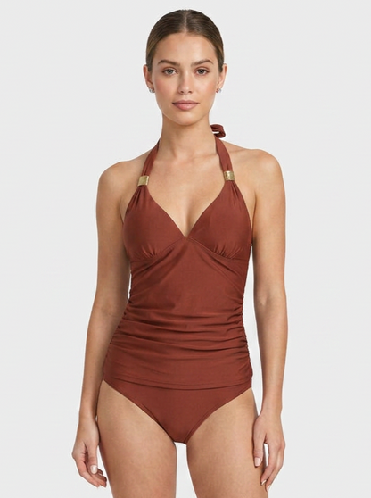 Women's Halter One-Piece Swimsuit | Ring Detail