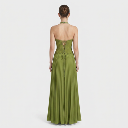 Women's Corset Pleated Maxi | Halter