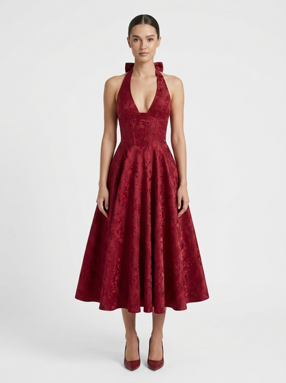 Women's Halter Midi Dress | Full Skirt