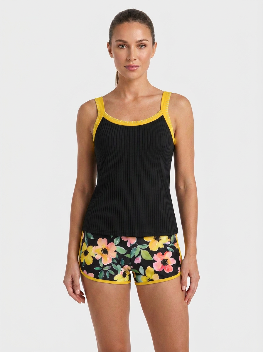 Women's Floral Tankini Swimsuit | Contrast Trim