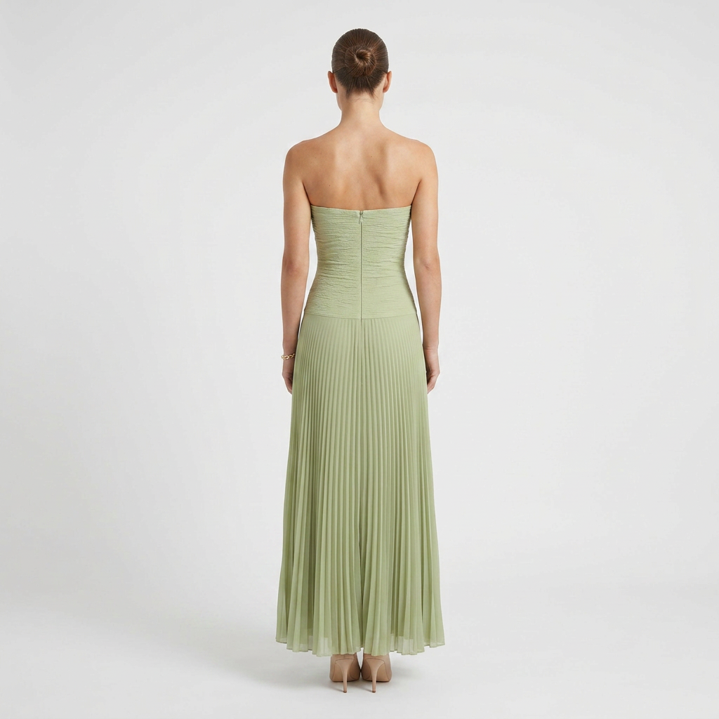 Women's Strapless Pleated Maxi | Gown