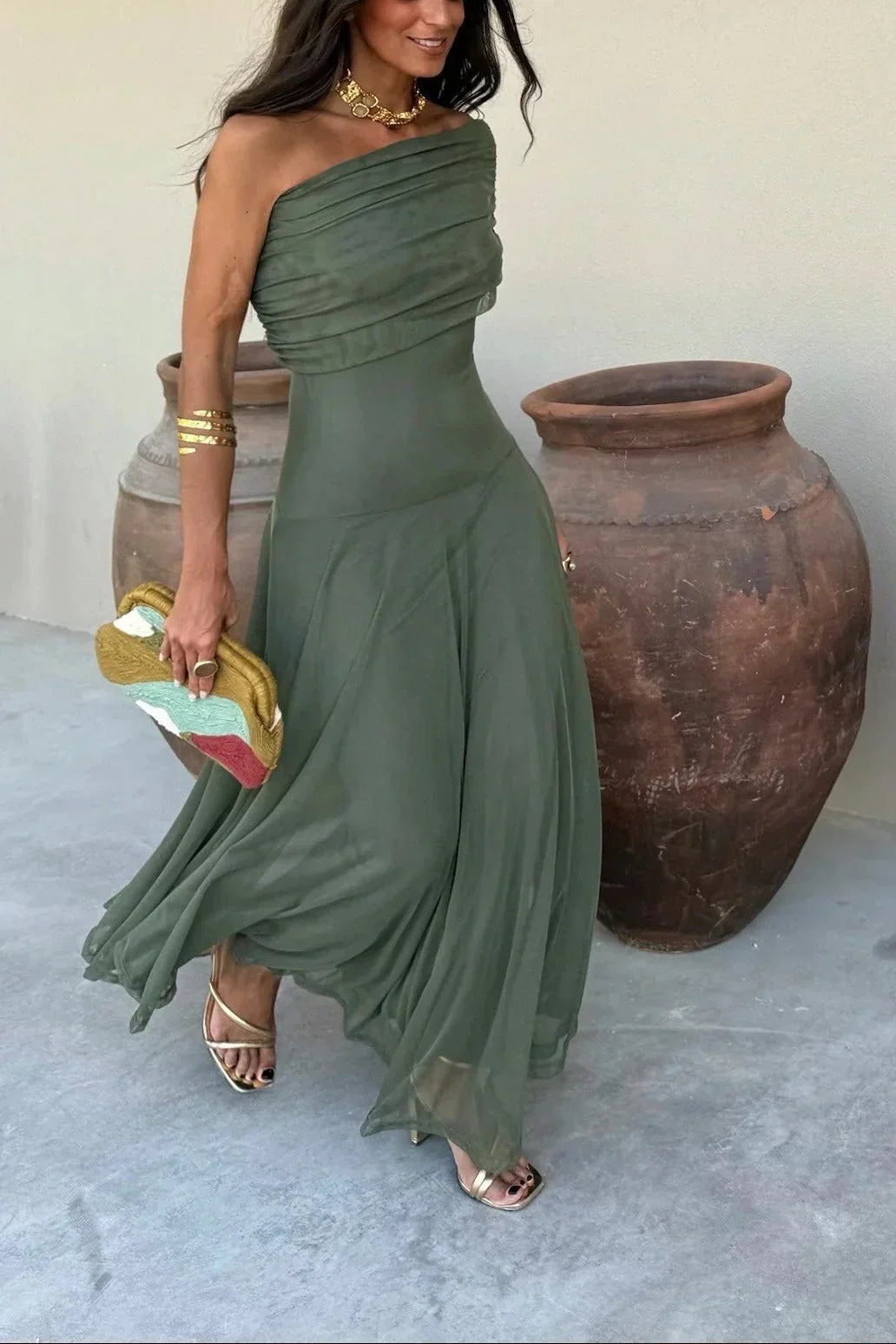 Women's One-Shoulder Maxi | Draped