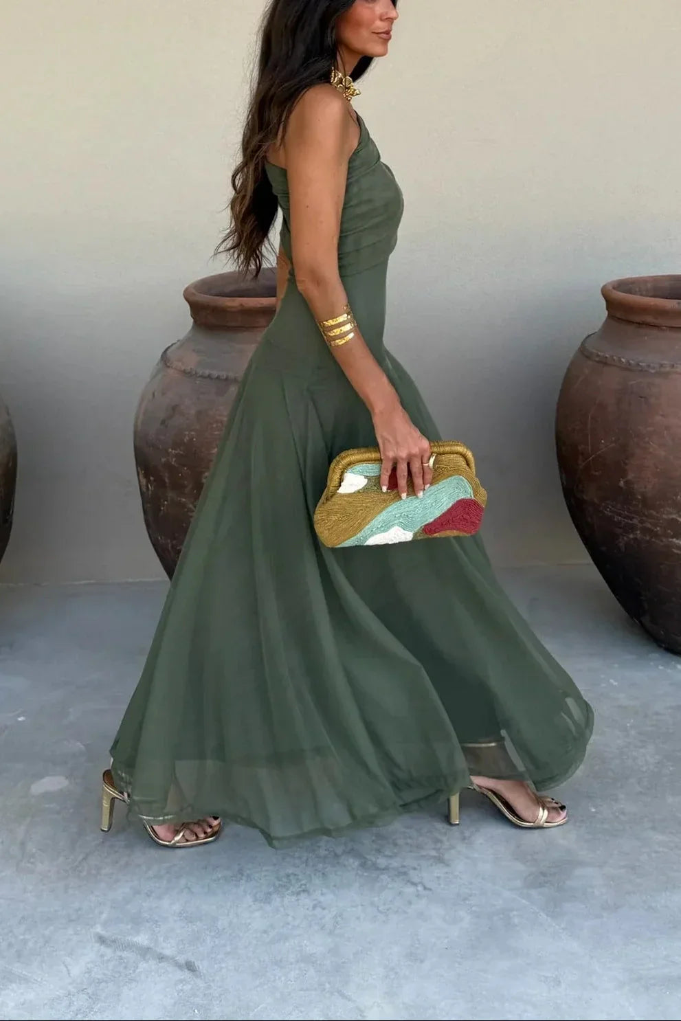 Women's One-Shoulder Maxi | Draped